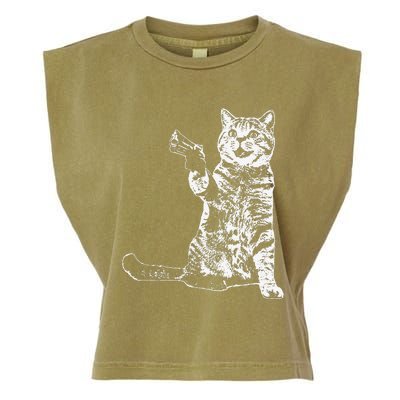 Gun Kitty Funny Cat Gift Garment-Dyed Women's Muscle Tee