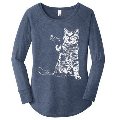 Gun Kitty Funny Cat Gift Women's Perfect Tri Tunic Long Sleeve Shirt