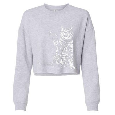 Gun Kitty Funny Cat Gift Cropped Pullover Crew