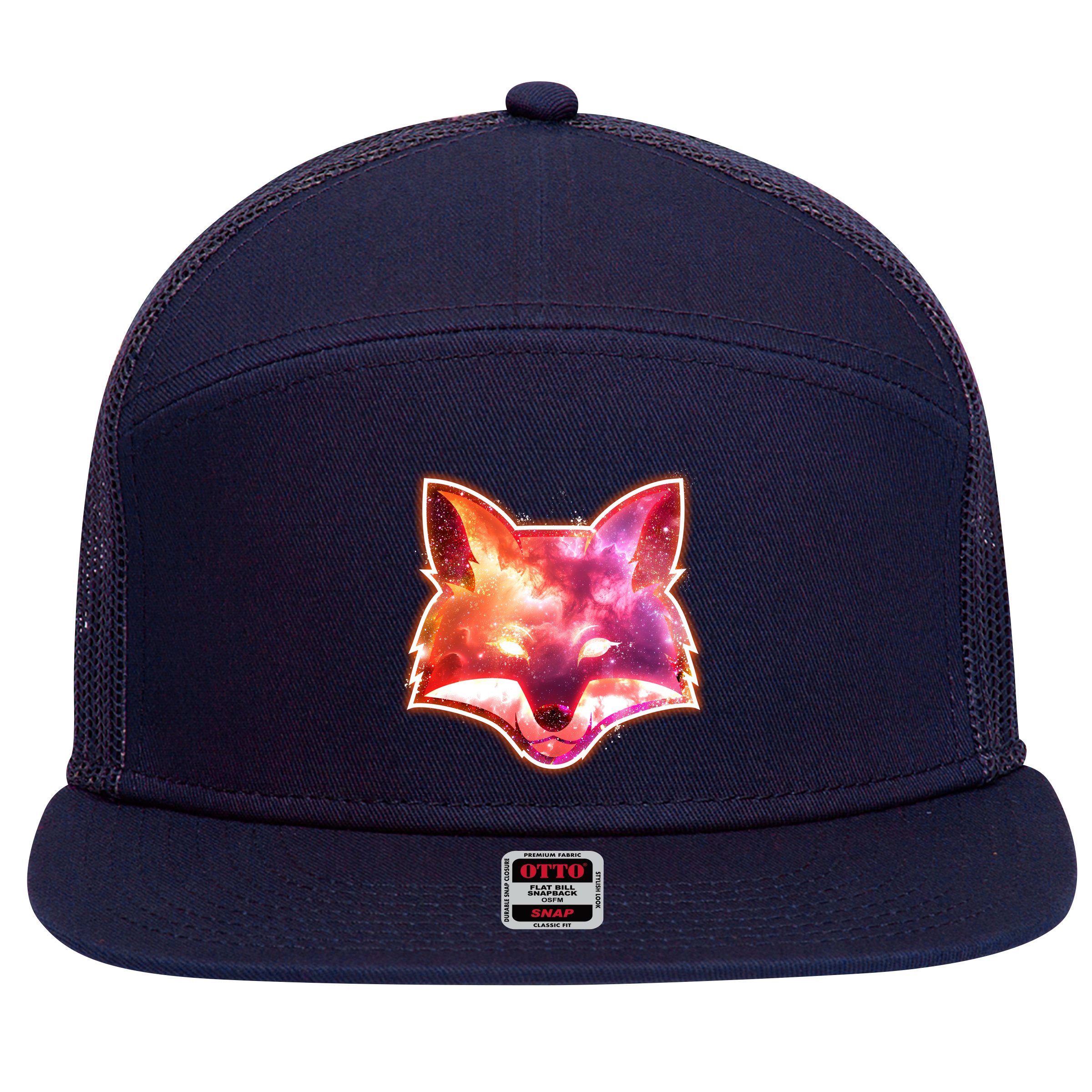 Galaxy Kitsune Fox 7 Panel Mesh Trucker Snapback Hat