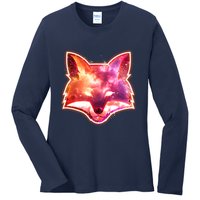 Galaxy Kitsune Fox Ladies Long Sleeve Shirt