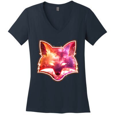 Galaxy Kitsune Fox Women's V-Neck T-Shirt