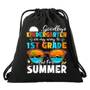 Goodbye Kindergarten Graduation To 1st Grade Hello Summer Drawstring Bag