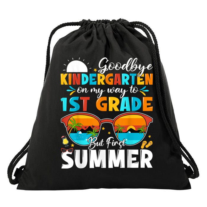 Goodbye Kindergarten Graduation To 1st Grade Hello Summer Drawstring Bag