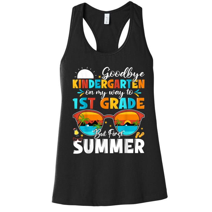 Goodbye Kindergarten Graduation To 1st Grade Hello Summer Women's Racerback Tank