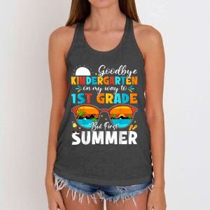 Goodbye Kindergarten Graduation To 1st Grade Hello Summer Women's Knotted Racerback Tank