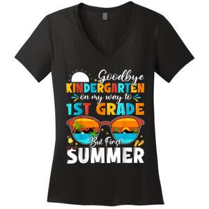 Goodbye Kindergarten Graduation To 1st Grade Hello Summer Women's V-Neck T-Shirt