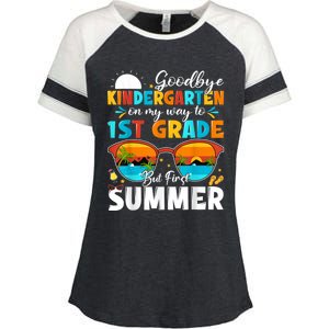 Goodbye Kindergarten Graduation To 1st Grade Hello Summer Enza Ladies Jersey Colorblock Tee