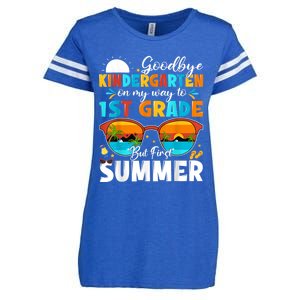 Goodbye Kindergarten Graduation To 1st Grade Hello Summer Enza Ladies Jersey Football T-Shirt