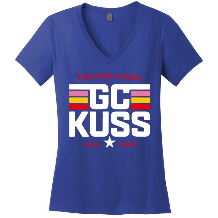 Team Jumbo Visma The Hype Is Real Gc Kuss Vuelta Winner Women's V-Neck T-Shirt