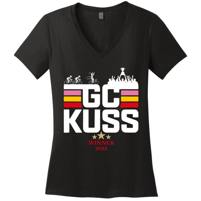 Team Jumbo Visma The Hype Is Real Gc Kuss Vuelta Winner Women's V-Neck T-Shirt