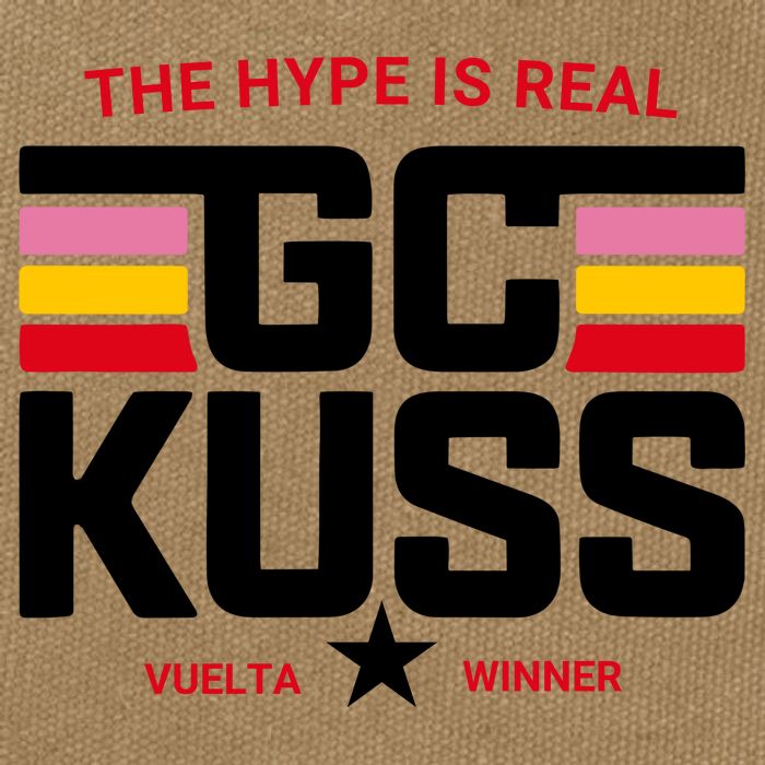 Team Jumbo Visma The Hype Is Real Gc Kuss Vuelta Winner Cotton Canvas Backpack