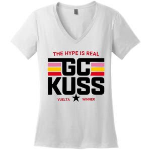 Team Jumbo Visma The Hype Is Real Gc Kuss Vuelta Winner Women's V-Neck T-Shirt