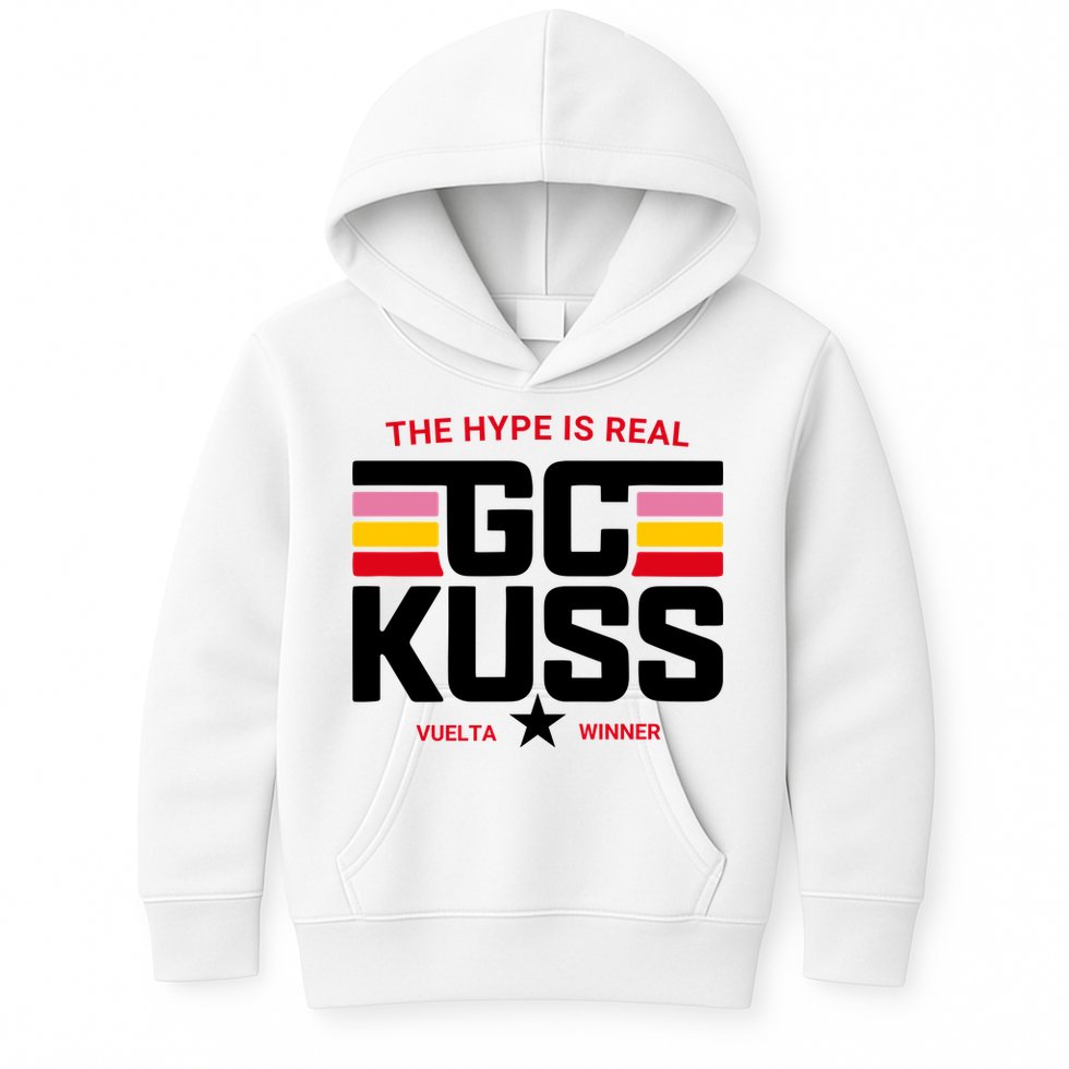 Team Jumbo Visma The Hype Is Real Gc Kuss Vuelta Winner Kids Hoodie