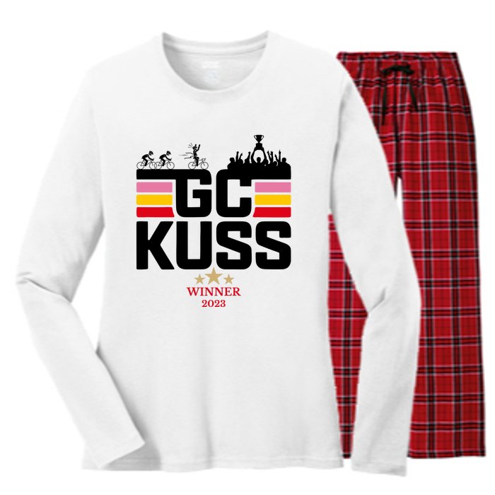 Team Jumbo Visma The Hype Is Real Gc Kuss Vuelta Winner Women's Long Sleeve Flannel Pajama Set 