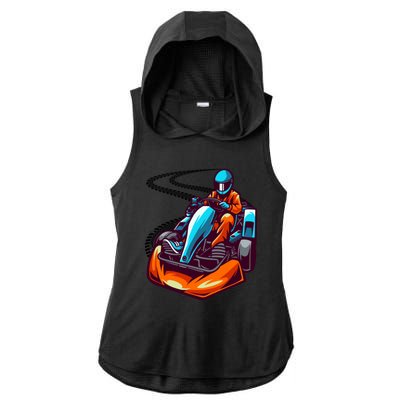 Go Karting Go Kart Racing Driver Ladies PosiCharge Tri-Blend Wicking Draft Hoodie Tank