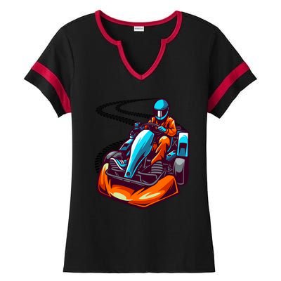 Go Karting Go Kart Racing Driver Ladies Halftime Notch Neck Tee