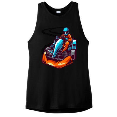 Go Karting Go Kart Racing Driver Ladies PosiCharge Tri-Blend Wicking Tank