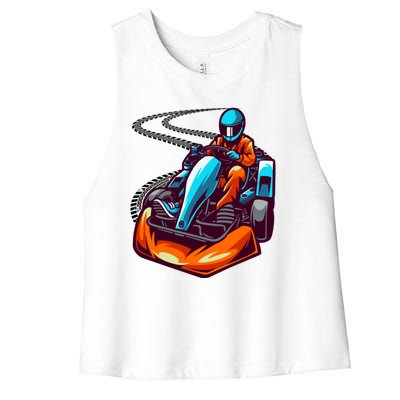 Go Karting Go Kart Racing Driver Women's Racerback Cropped Tank