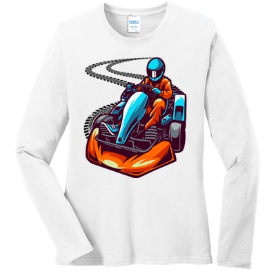 Go Karting Go Kart Racing Driver Ladies Long Sleeve Shirt