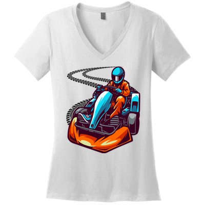 Go Karting Go Kart Racing Driver Women's V-Neck T-Shirt