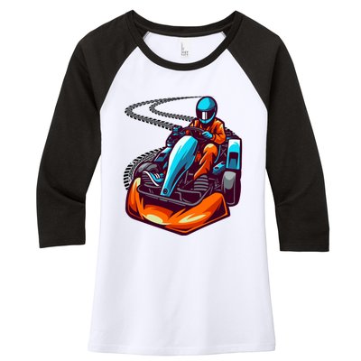 Go Karting Go Kart Racing Driver Women's Tri-Blend 3/4-Sleeve Raglan Shirt