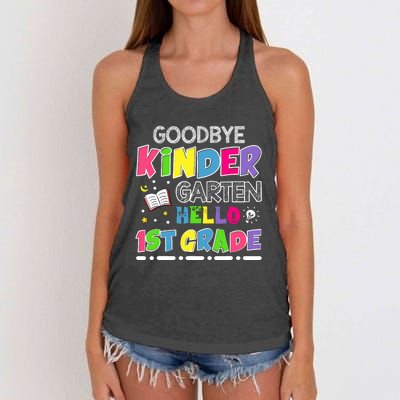 Goodbye Kindergarten Graduation Hello First Grade Women's Knotted Racerback Tank