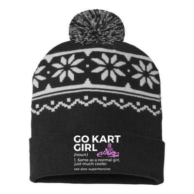 Go Kart Girl Definition Superheroine USA-Made Snowflake Beanie