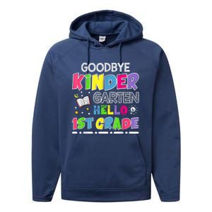 Goodbye Kindergarten Graduation Hello First Grade Performance Fleece Hoodie