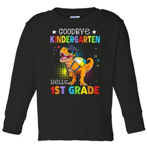 Goodbye Kindergarten Graduation Hello First Grade Dinosaur Toddler Long Sleeve Shirt