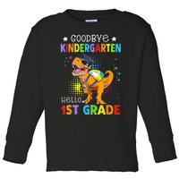 Goodbye Kindergarten Graduation Hello First Grade Dinosaur Toddler Long Sleeve Shirt