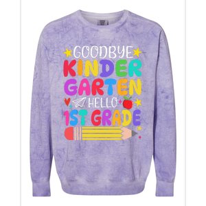 Goodbye Kindergarten Hello First Grade Graduation First Day Colorblast Crewneck Sweatshirt