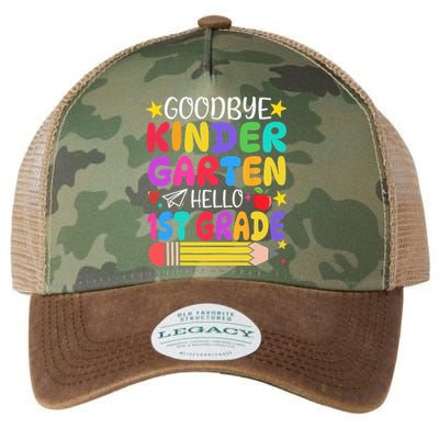 Goodbye Kindergarten Hello First Grade Graduation First Day Legacy Tie Dye Trucker Hat