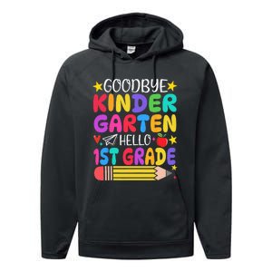 Goodbye Kindergarten Hello First Grade Graduation First Day Performance Fleece Hoodie