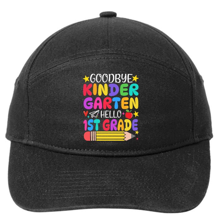 Goodbye Kindergarten Hello First Grade Graduation First Day 7-Panel Snapback Hat