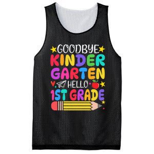 Goodbye Kindergarten Hello First Grade Graduation First Day Mesh Reversible Basketball Jersey Tank