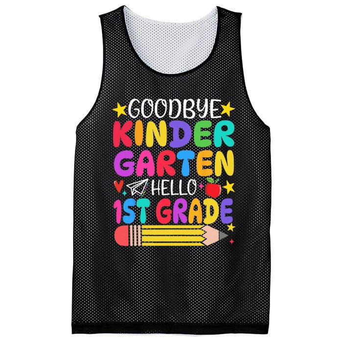 Goodbye Kindergarten Hello First Grade Graduation First Day Mesh Reversible Basketball Jersey Tank