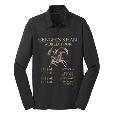 Genghis Khan Historic Mongol Asian History Silk Touch Performance Long Sleeve Polo