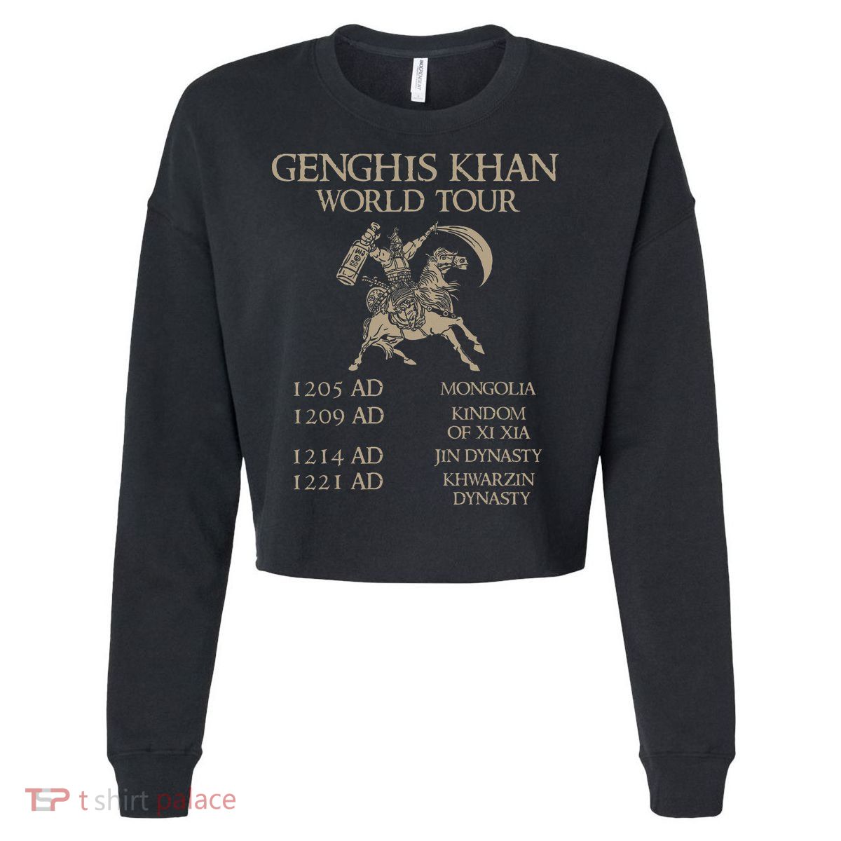 Genghis Khan Historic Mongol Asian History Cropped Pullover Crew