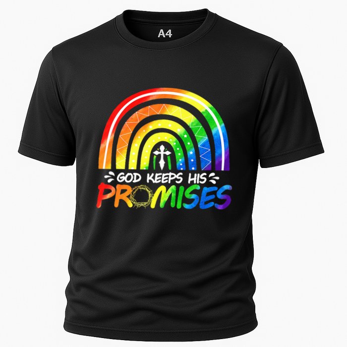 God Keeps His Promise Rainbow Christian Bible Noah Cooling Performance Crew T-Shirt