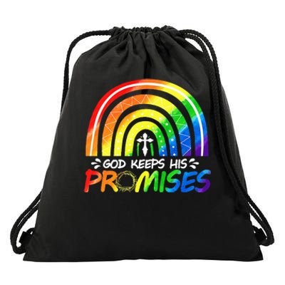 God Keeps His Promise Rainbow Christian Bible Noah Drawstring Bag