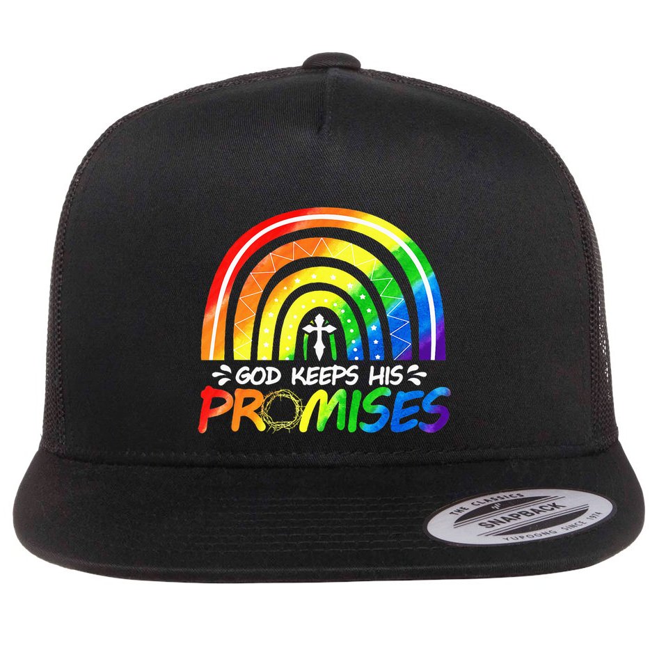 God Keeps His Promise Rainbow Christian Bible Noah Flat Bill Trucker Hat