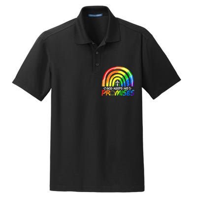 God Keeps His Promise Rainbow Christian Bible Noah Dry Zone Grid Polo