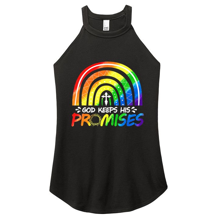 God Keeps His Promise Rainbow Christian Bible Noah Women's Perfect Tri Rocker Tank