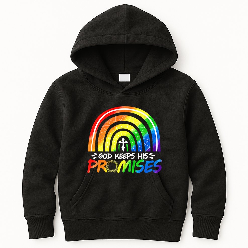 God Keeps His Promise Rainbow Christian Bible Noah Kids Hoodie