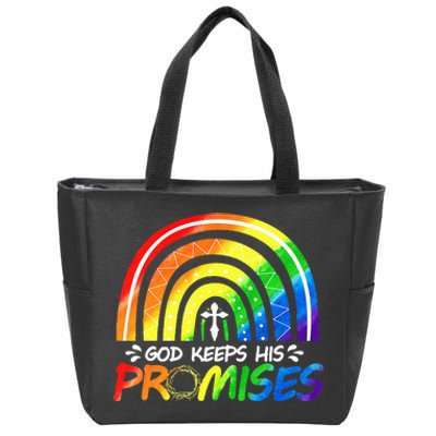 God Keeps His Promise Rainbow Christian Bible Noah Zip Tote Bag