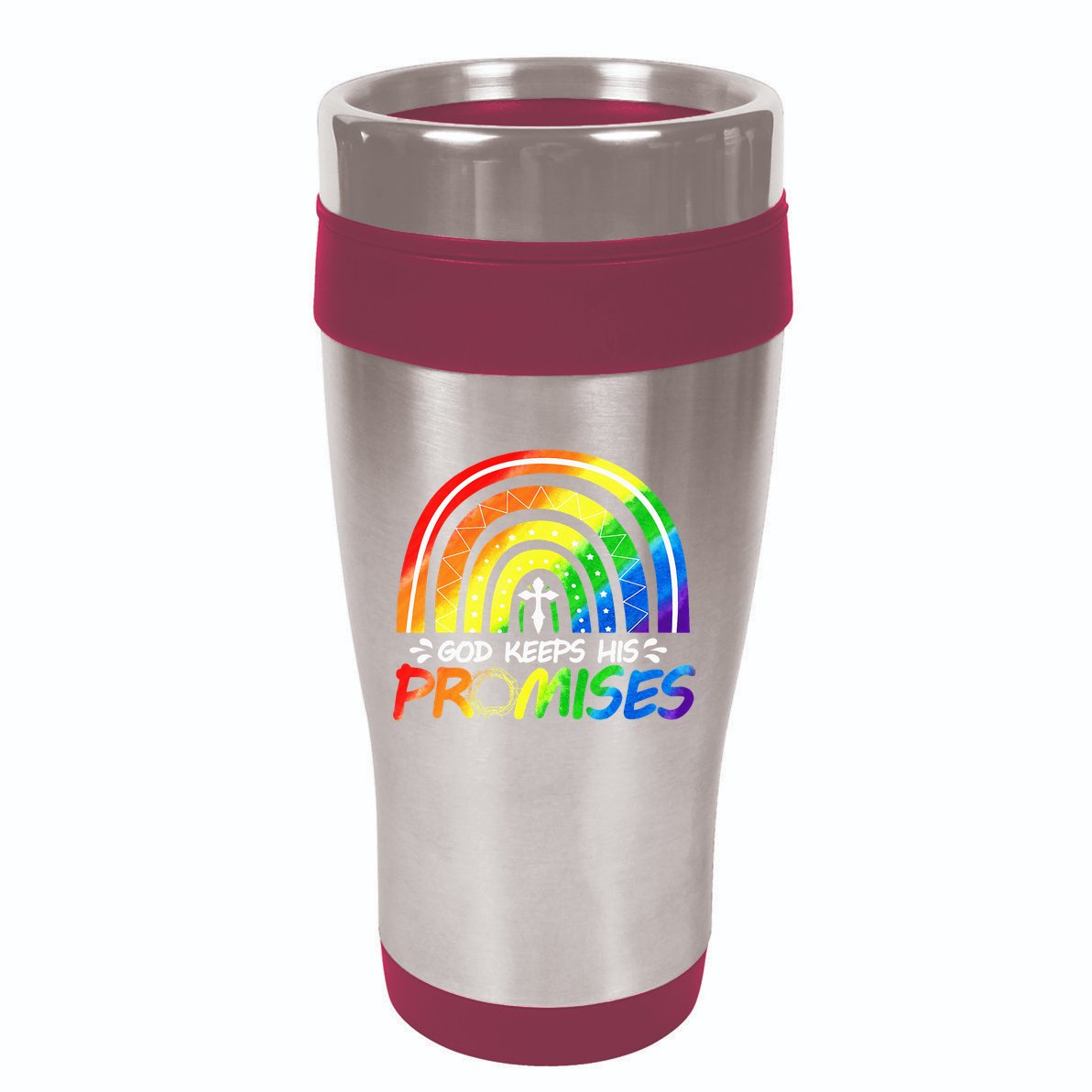 God Keeps His Promise Rainbow Christian Bible Noah 16oz Travel Tumbler