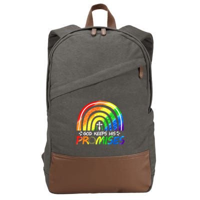 God Keeps His Promise Rainbow Christian Bible Noah Cotton Canvas Backpack