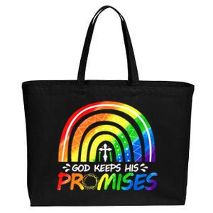 God Keeps His Promise Rainbow Christian Bible Noah Cotton Canvas Jumbo Tote