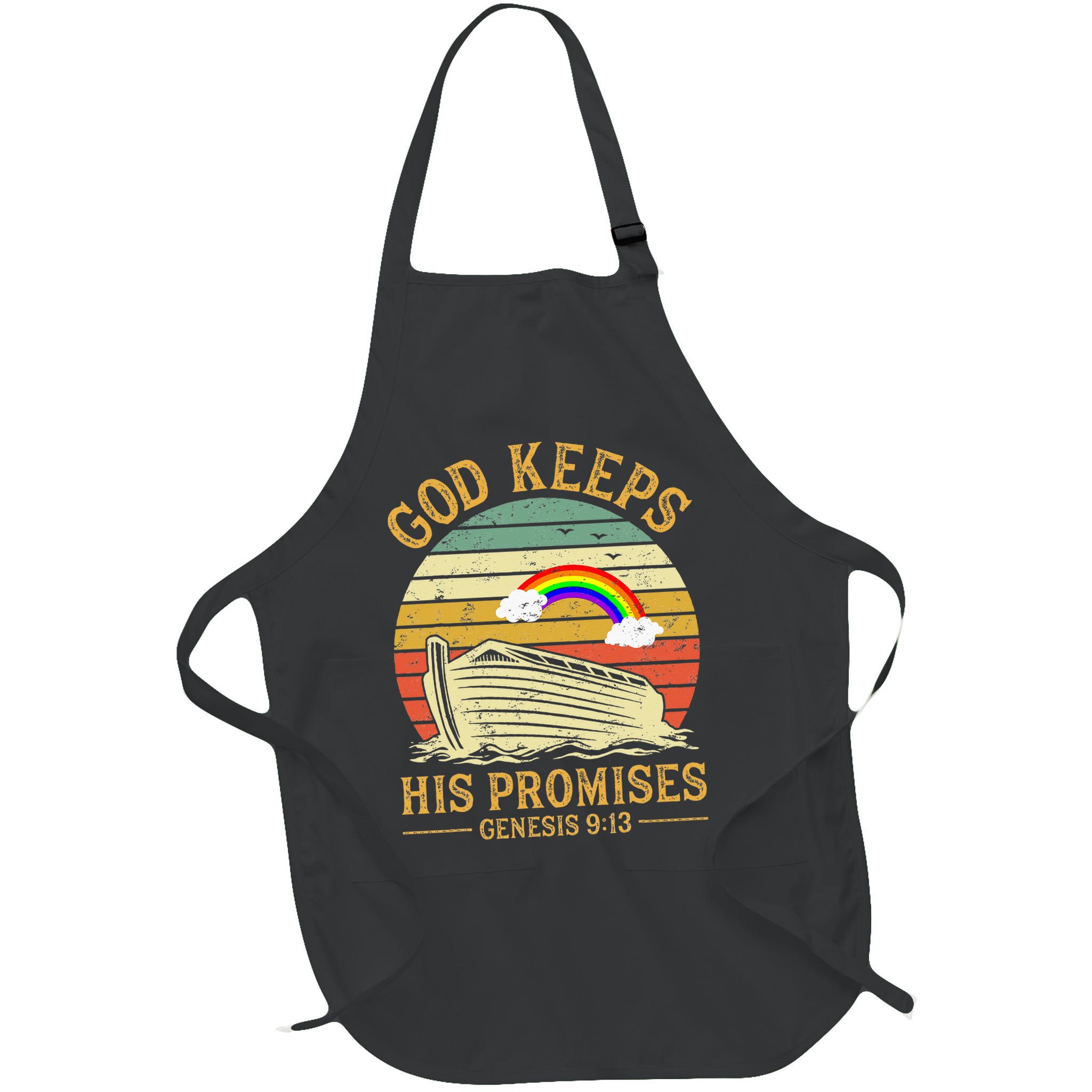 God Keeps His Promises Rainbow Noah Ark Jesus Christian Apron